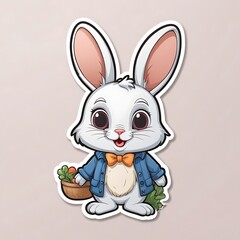 A sticker template of Rabbit cartoon character

