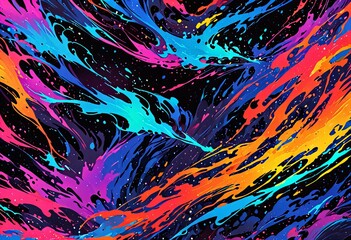 Naklejka premium Layered ink patterns with vibrant electric colors