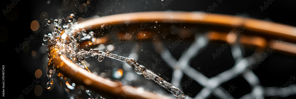 Poster water splashing through a net, abstract art of motion and texture, capturing the energy of fluid dyn
