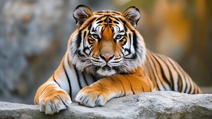 Fototapeta premium Majestic Tiger Resting on Rock