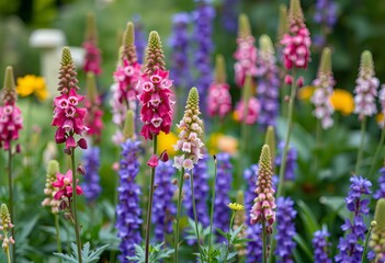 Fototapeta premium Picture Fragrant garden with stocks.