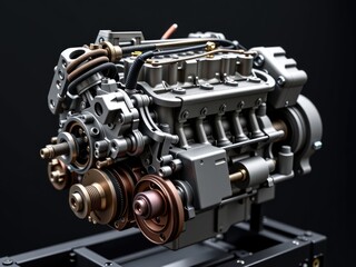 Powerful Engine Detailed Closeup Automotive Technology Industrial Machinery Mechanical Engineering
