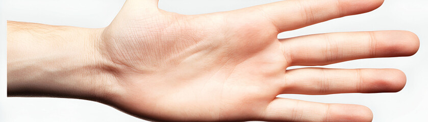 Open Human Hand, Palm Up, Showing Skin Texture: A Detailed View of Fingers, Lines, and Palm's Fine Details