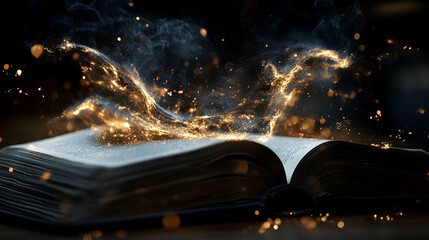 Magic Book, Golden Dust Emanates, Enchanting Tales Emerge Mysteriously