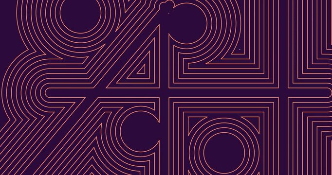 Abstract geometric pattern in dark purple and rose gold with straight lines.