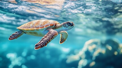 Fototapeta premium Sea Turtle Underwater