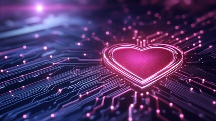 Ai-powered medical database with glowing digital heart digital realm abstract art futuristic view technology concept