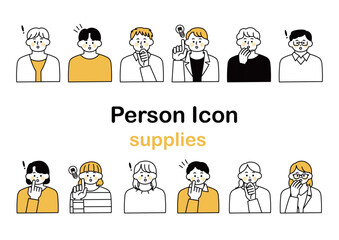 人物の上半身アイコン（サプライズ）