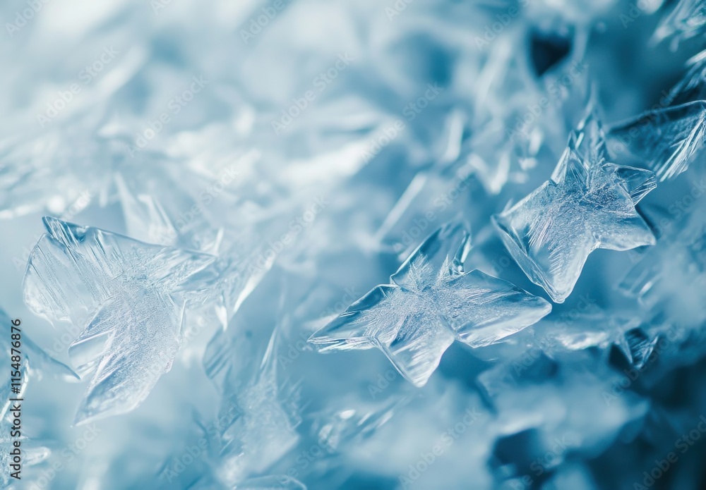 Poster beautiful close-up of intricate ice crystal formations highlighting delicate patterns in vibrant blu