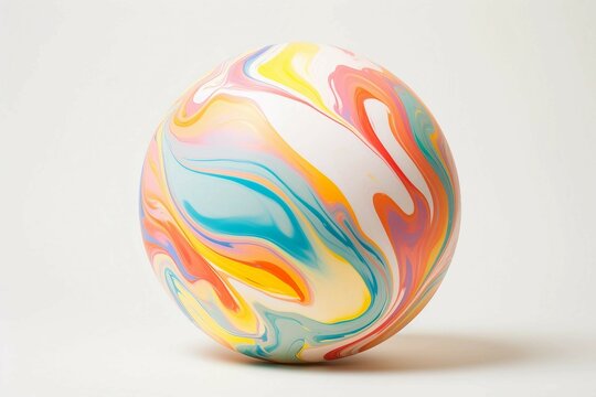  Abstract Picture of a Rainbow Marble Ball on a White Surface 
