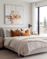 Fototapeta premium Cozy Modern Bedroom Oasis