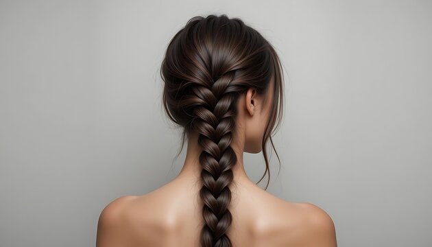 Elegant Long Brown Hair French Braid Back View Simple Style