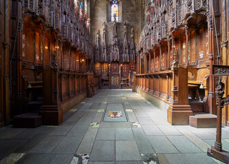 An interior of Thistle Chapel in the St Giles Cathedral. Edinburgh. Scotland