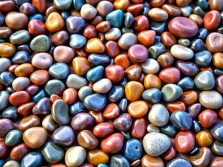Fototapeta premium Colorful Polished Stones Pebble Texture Background Gemstones