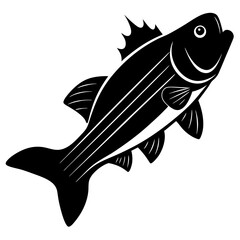 Bass Silhouette On White Background