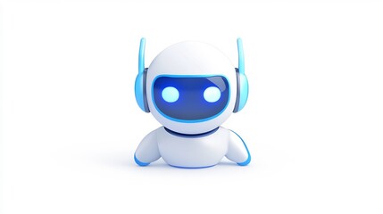 Charming 3D Render of a Friendly Robot with Bright Blue Eyes
