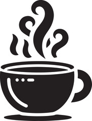 Steam coffee icon silhouette vector with white background