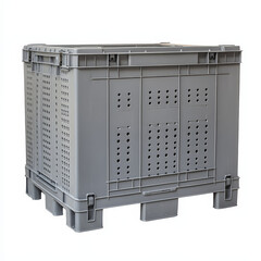 Large plastic pallet box with ventilation holes, ideal for storage and transport. Durable design suitable for various industries, enhancing efficiency and organization