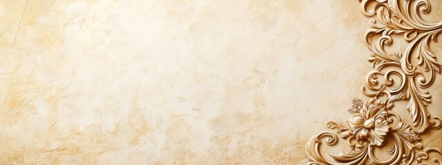 Nostalgic vintage banner with intricate filigree patterns, faded paper textures