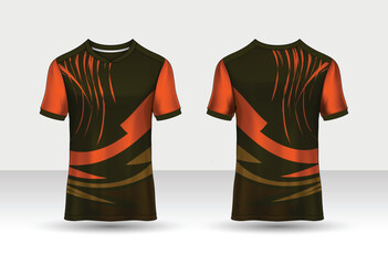 T-shirt sport vector design template,  Men football club uniform mockup, front and back view For all team logos, squad names, match events, and tournament branding.  
