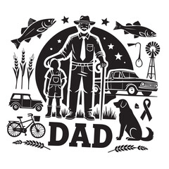 Dad Svg silhouette vector design