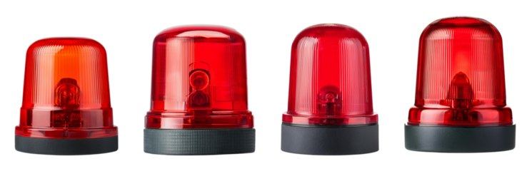 Set of red emergency lights on a black base, used for warning and alerts in various settings.