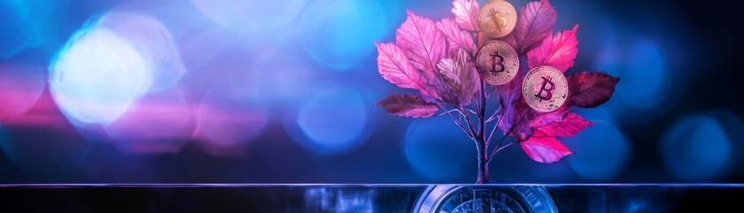 Cultivating business success eye-level view of digital savings growth urban environment visual composition conceptual tree design