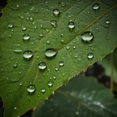 Water drops in leaf