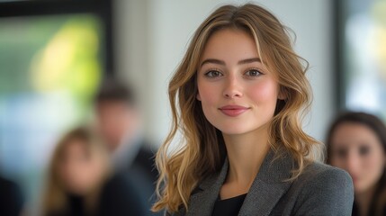 A woman with long brown hair and a black jacket is smiling for the camera. Generative AI