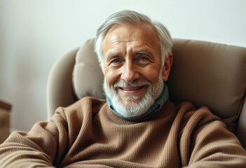 Portrait of an elderly man in a cozy setting