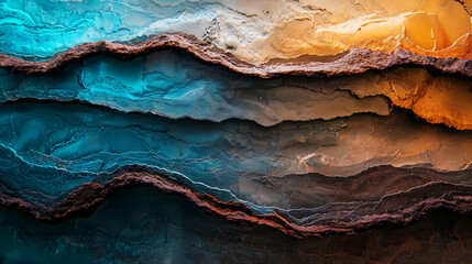 Naklejka premium Vibrant Layers of Blue Clay and Orange Brown Sandstone Texture