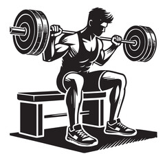 
Strong Smiling Man Doing Bench Press Exercise Cartoon Vector Illustration
