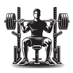 
Strong Smiling Man Doing Bench Press Exercise Cartoon Vector Illustration
