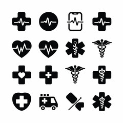 Medical symbol line icon set