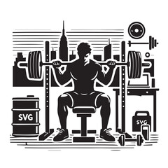 
Strong Smiling Man Doing Bench Press Exercise Cartoon Vector Illustration
