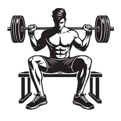 
Strong Smiling Man Doing Bench Press Exercise Cartoon Vector Illustration
