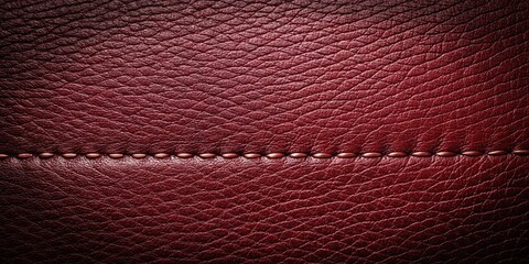 Deep Burgundy Leather Texture with Subtle Stitching Detail