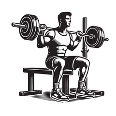 
Strong Smiling Man Doing Bench Press Exercise Cartoon Vector Illustration
