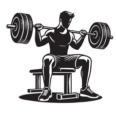 
Strong Smiling Man Doing Bench Press Exercise Cartoon Vector Illustration
