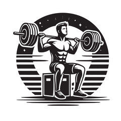 
Strong Smiling Man Doing Bench Press Exercise Cartoon Vector Illustration
