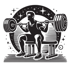 
Strong Smiling Man Doing Bench Press Exercise Cartoon Vector Illustration
