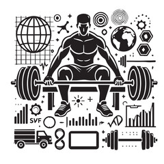 
Strong Smiling Man Doing Bench Press Exercise Cartoon Vector Illustration
