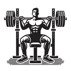 
Strong Smiling Man Doing Bench Press Exercise Cartoon Vector Illustration

