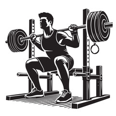 
Strong Smiling Man Doing Bench Press Exercise Cartoon Vector Illustration
