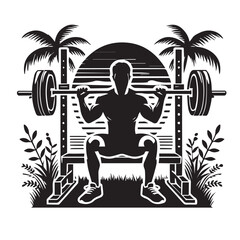 
Strong Smiling Man Doing Bench Press Exercise Cartoon Vector Illustration

