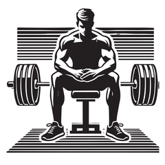 
Strong Smiling Man Doing Bench Press Exercise Cartoon Vector Illustration
