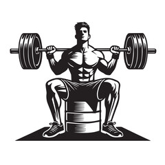 
Strong Smiling Man Doing Bench Press Exercise Cartoon Vector Illustration
