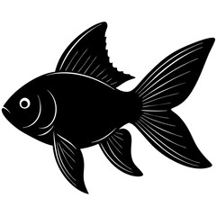 Goldfish Silhouette On White Background