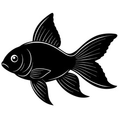 Goldfish Silhouette On White Background