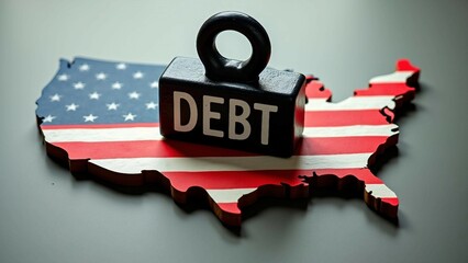 Symbolic Representation of U.S. Debt on American Flag Map